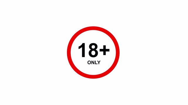 18+ only warning badge on transparent background, ideal for age restriction screens, content filter overlays, and adult access notices. 4K video