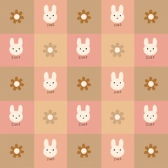 Obraz premium Cute Bunny and Flower Pattern
