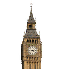 big ben clock tower ; isolated on a transparent background