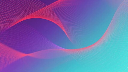 Elegant flowing waves of light in pink and purple create a sense of dynamic, abstract movement.