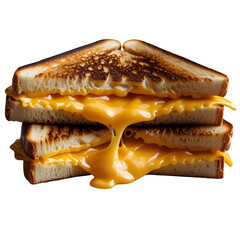 Stacked grilled cheese sandwich with melted cheddar