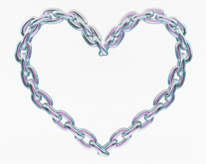 3d isolated metal holographic heart chain y2k love chrome