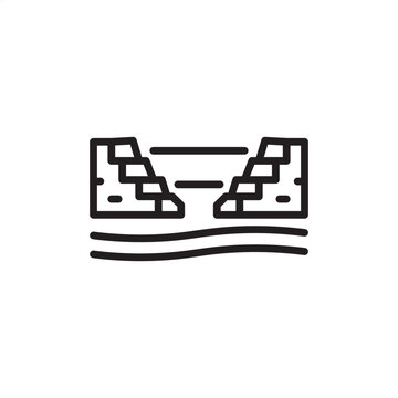 Tailings pond icon symbolizing mine waste containment and water management, representing modern environmental engineering, specialized mining infrastructure, and industrial stewardship systems.