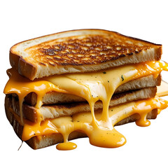 Stacked grilled cheese sandwich with melted cheddar