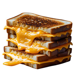 Stacked grilled cheese sandwich with melted cheddar
