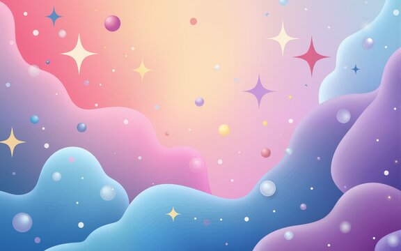 Fluid gradient background vector. Cute and minimal posters with colorful, geometric shapes, stars and liquid color. Modern wallpaper design for social media, idol poster, banner, flyer. High quality