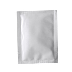 disposable sanitary napkin in an airtight paper bag, mock-up, insulated on a white background