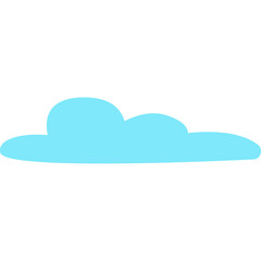 Flat Graphic Design Light Blue Cloud Shape Isolated on White Transparent Background