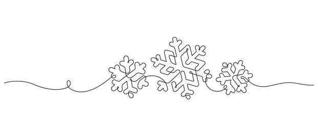 Obraz premium snowflake shape winter season one line drawing minimalism