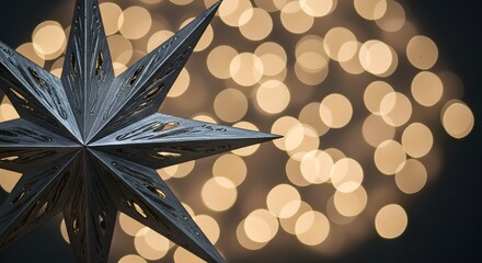 German Moravian Star Decoration with Warm Bokeh Lights for Christmas Holidays