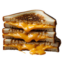 Stacked grilled cheese sandwich with melted cheddar
