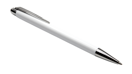 A sleek white pen isolated on transparent background, perfect for writing notes