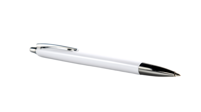 A stylish white pen isolated on transparent background, ideal for everyday use