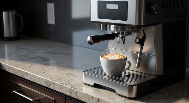 Luxury coffee machine with latte art cup
