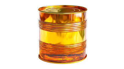 Shiny golden paint can isolated on transparent background, a symbol of creativity