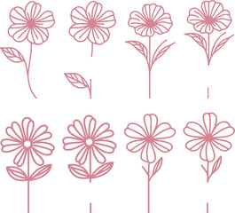 set of poppy flowers svg png, remembrance flower, family loss, personalized name, custom family name, laser ready cut files, glowforge silhouette cricut, outline line art florals, mothers day gift