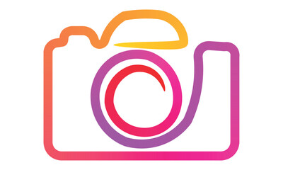 Colorful Camera Outline on White Background for Creative Projects and Visual Communication Art Photography Icon