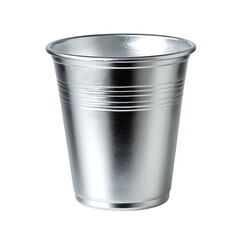 Shiny silver cup or tumbler isolated on transparent background