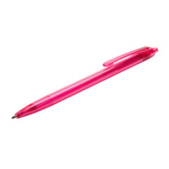 A pink ballpoint pen isolated on transparent background, perfect for writing notes