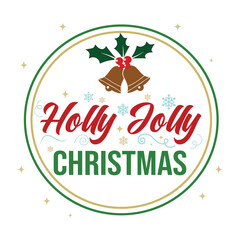 Holly Jolly Christmas Bells Typography Circle Design