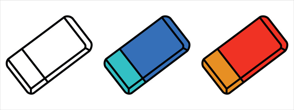 Minimalist Eraser Icon Vector Design Template (Basic RGB). Essential graphic element symbolizing Correction, Mistake Removal, Editing, Learning, Cleanliness, and School/Office Supplies. Perfect for.