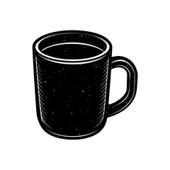 Black coffee mug vector illustration for beverages and cafes
