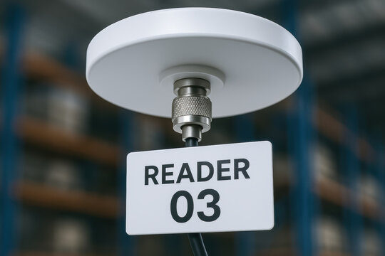 RFID reader device in warehouse supply chain logistic system for efficient inventory tracking and management in industrial environment