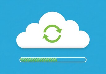 Clean minimalist cloud syncing process with progress bar and refresh icon