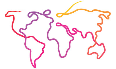 Global Connection Seamless World Map Outline with Vibrant Gradient for International Communication and Worldwide Business Networking