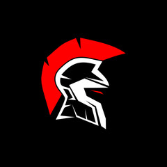 Spartan Soldier. Spartan helmet logo, Spartan shield and helmet vector illustration, Spartan Greek gladiator armor flat vector icon. Warrior shield logo.	
