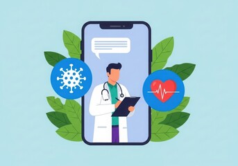 Doctor consulting patient remotely via smartphone for telehealth medical care