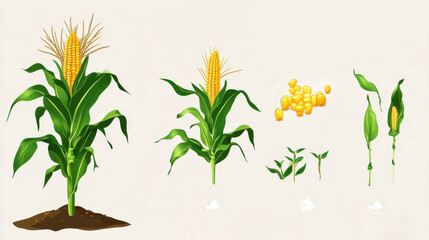 The illustration shows the growth stages of corn
