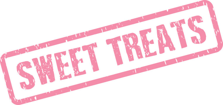 SWEET TREATS pink textured rubber stamp impression signifies delicious confectionery and delightful snacks