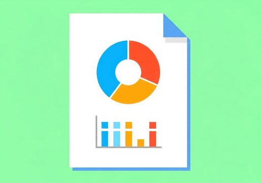 Flat design financial report with pie chart and bar graphs overview data analysis