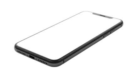 Modern smartphone with blank screen isolated on transparent background