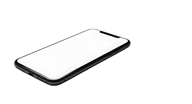 Blank white smartphone isolated on transparent background
