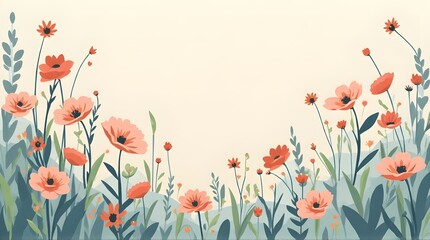 red poppies on green background