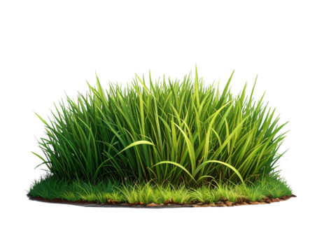 Realistic Green Grass Patch, Front View, Nature and Lawn Design Element, Isolated on Transparent Background - Powered by Adobe