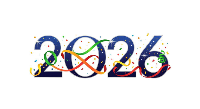Vibrant 2026 Celebration Vector with Confetti and Streamers

Happy New Year 2026 Design: Festive Confetti Burst

Sparkling Dark Blue 2026 Numerals with Dynamic Ribbons