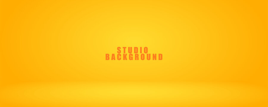 Yellow background abstract with Gradient in empty room studio, Yellow empty room studio gradient used for background.