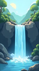 art waterfall in the forest