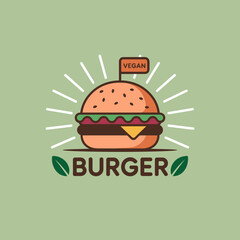 This vibrant icon features a vegan burger with a flag, presenting an appetizing and cheerful representation of plant-based food, appealing to health-conscious consumers.