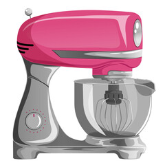Modern Pink Stand Mixer &ndash; Static Kitchen Appliance Illustration with Empty Bowl for Baking and Cooking