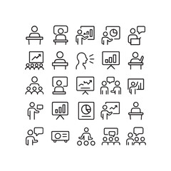 Modern Business Growth & Success Icon Set – Line Art Strategy, Analytics & Financial Development Symbols