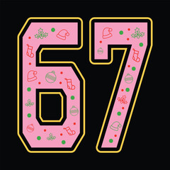 Six Seven  Christmas 67 Six Seven Cookies Santa T-Shirt Design