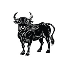 bull, silhouette, taurus, cow, cattle, animal, farm, ranch, wild, wildlife, aggressive, charge, charging, attack, danger, power, powerful
