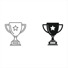 Gold trophy cup with ribbon icon representing victory and achievement