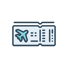 Color illustration icon for airline tickets