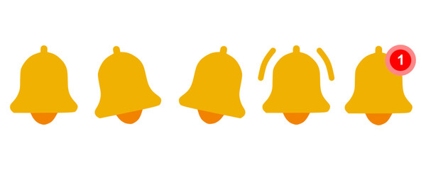 A set golden notification bell icon