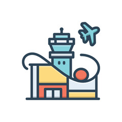 Color illustration icon for airport terminal
